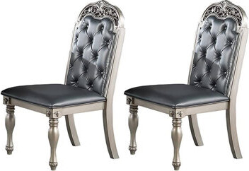 Cleoria Faux Leather Dining Chair with Tufted Back