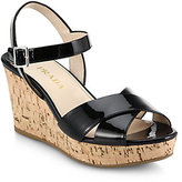 Thumbnail for your product : Prada Cork-Wedge Patent Leather Sandals