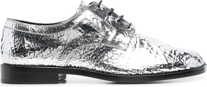 metallic lace up shoes