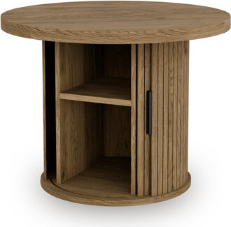 StorageWorks Tambour Design Round Coffee Table with Storage, Mid Century Modern Table for Living Room