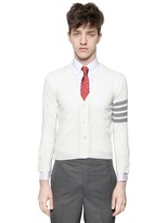 Thumbnail for your product : Thom Browne Wool Knit Striped Sleeve Cardigan