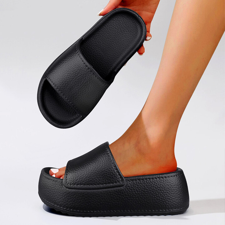 Women & apos;s thick soled high heel sandals, fashionable beach shoes, EVA height increase, one foot sandals, anti slip, casual summer