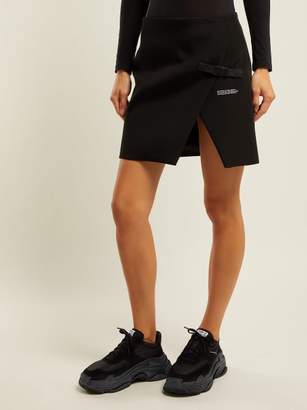 Off-White Off White Logo Print Wrap Mini Skirt - Womens - Black
