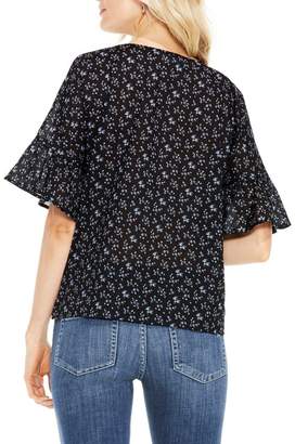 Vince Camuto Floral-print Ruffle-sleeve Top