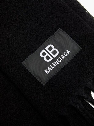 Balenciaga Fringed Wool-blend Scarf - Black