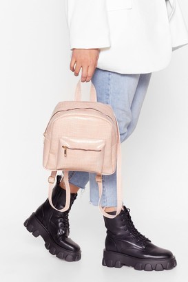Nasty Gal Womens WANT Don't Ever Croc Faux Leather Backpack - Pink - One Size