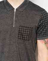Thumbnail for your product : ASOS Polo Shirt With Zip Neck And Dogstooth Print