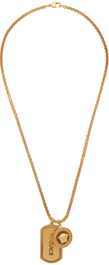 Versace Gold Dog Tag Necklace - ShopStyle Jewellery