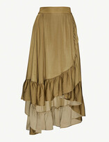 Thumbnail for your product : Maje Frilled stepped-hem crepe midi skirt