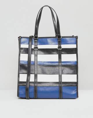 MANGO Stripe Shopper Bag