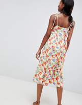 Thumbnail for your product : ASOS Design DESIGN floral print midi smock sundress with tie straps