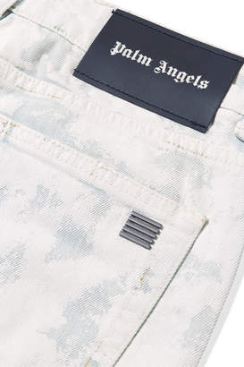 Palm Angels Distressed Painted Mid-rise Jeans - White