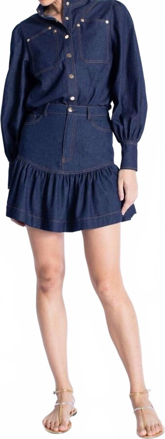 Karina Grimaldi Maverick Denim Mini Skirt In Jean Blue