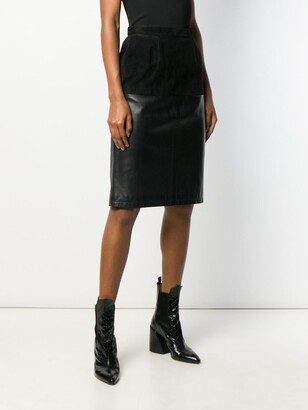 Yves Saint Laurent Pre-Owned 1980's Velvet Effect Panel Straight Skirt