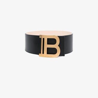 Balmain Black B logo leather belt