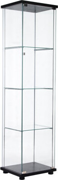 Latitude Run One Door Glass Cabinet Glass Display Cabinet With 4 Shelves