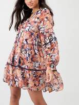 Thumbnail for your product : River Island Printed Ruffle Smock Dress - Pink
