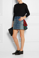 Thumbnail for your product : Junya Watanabe Patchwork denim and plaid wool mini skirt
