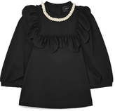 Thumbnail for your product : Simone Rocha Ruffled Faux Pearl-embellished Stretch-jersey Top - Black