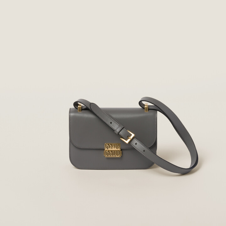 Miu Miu Grey Matelasse Leather Coffer Two Way Top Handle Bag at