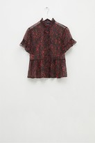 Thumbnail for your product : French Connection Sheer Leopard Ruffle Sleeve Blouse