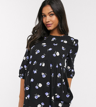 New Look Maternity peplum top in black floral