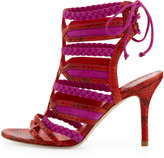 Thumbnail for your product : Brian Atwood Elisa Python Tie-Back Sandal, Orange/Pink