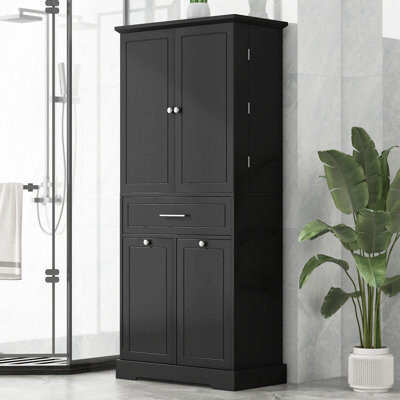 Wildon Home Bathroom Storage Cabinet With Tilt-Out Laundry Hamper