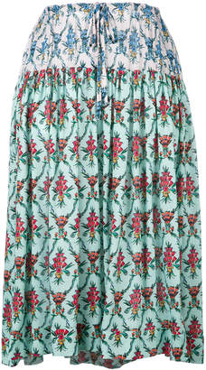 Jil Sander Navy floral print midi skirt