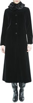 Thumbnail for your product : Jane Post Long Velvet Coat W/ Ruched Collar