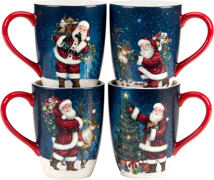 Certified International Santa's Secret Set Of 4 Mugs