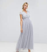 Thumbnail for your product : Little Mistress Wrap Front Maxi Dress With Eyelash Lace Trim