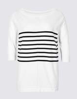 Thumbnail for your product : Marks and Spencer CURVE Pure Cotton Striped Longline Jumper