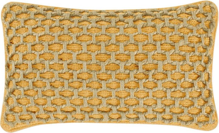 Boho Living Jada Mustard Yellow Geometric Zipper 12 in. x 20 in. Throw Pillow Cover