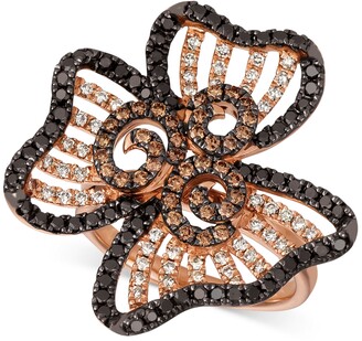 LeVian Nude, Blackberry & Chocolate Diamond Flower Ring (1-1/2 ct. t.w.) in 14k Rose Gold
