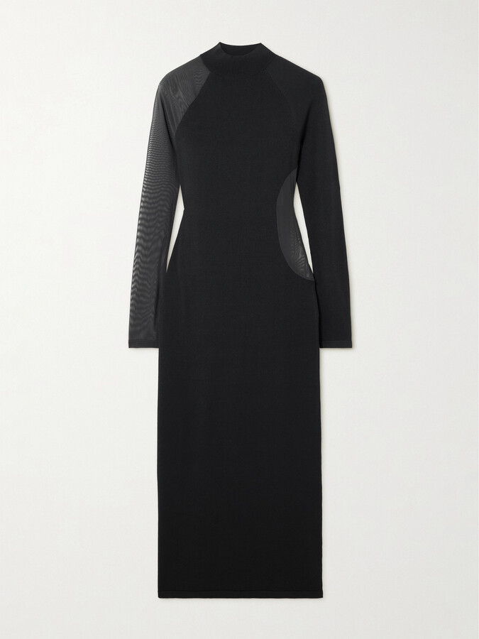 adidas + Y-3 Recycled Mesh-trimmed Stretch-jersey Maxi Dress - Black