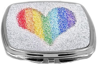 Rikki Knight Compact Mirror, Rainbow Heart
