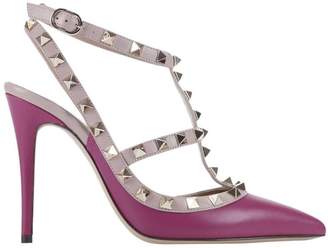 Valentino Pumps Rockstud Ankle Strap 10 Cm Heel In Two Colors And Micro Studs
