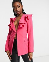 Thumbnail for your product : Pretty Darling Rare London frill blazer co-ord in pink