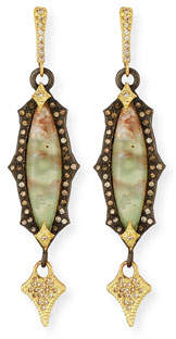 Armenta Old World Scalloped Aquaprase Cabochon Earrings with Diamonds