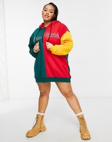 Thumbnail for your product : Public Desire Curve contrast motif oversized hoodie sweatshirt dress in multi