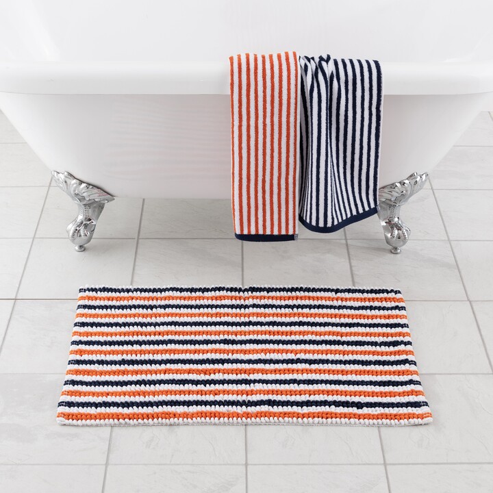 Dunelm Burnt Orange and Navy Stripe Bath Mat Orange ShopStyle