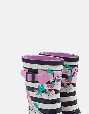 Joules Printed Wellie Boots in Margate Floral Stripe