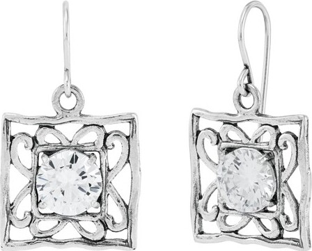 Silpada Silpada'CenterSquared'SterlingSilverWhiteCubicZirconiaDropEarrings