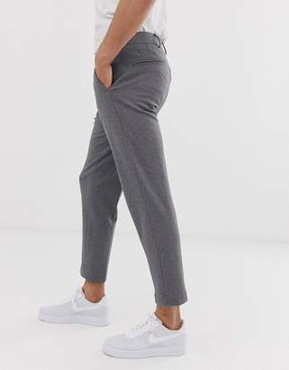 Selected tapered cropped pants with jersey stretch