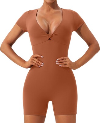 AUTOMET Womens One Piece Jumpsuits Sexy Unitard Bodysuits Workout Tummy  Control Rompers Yoga Onesies Summer Bodycon Outfits