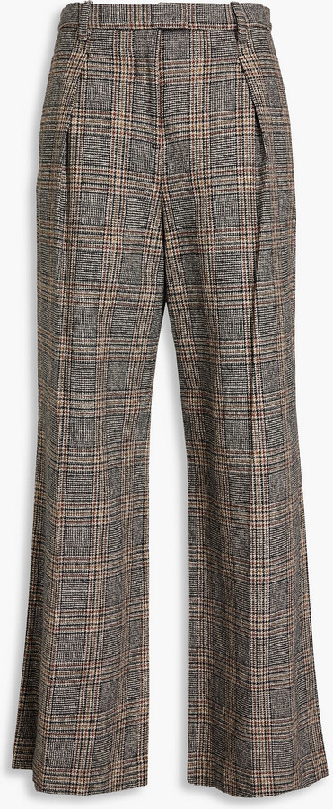 Rag & Bone Bennett pleated Prince of Wales checked cotton-tweed wide-leg pants