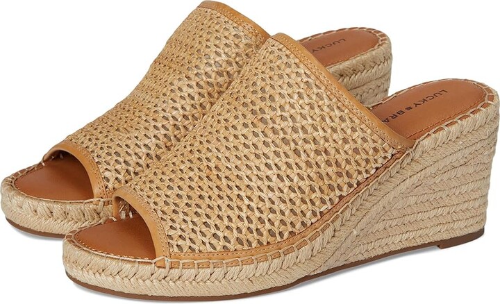 Lucky Brand Cabriah Woven Espadrille Wedge Sandal Women's Sandals Tan B : 7.5 B - Medium, Rubber
