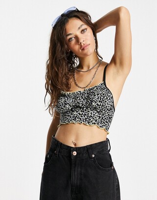 Topshop ditsy strappy cami in black - ShopStyle