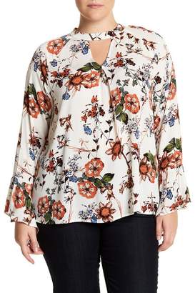 Blu Pepper Bell Sleeve Floral Blouse (Plus Size)